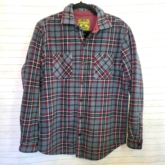 ANCHORAGE EXPEDITION BRAND SHERPA LINED FLANNEL SHIRT JACKET, sz SMALL - Picture 1 of 12